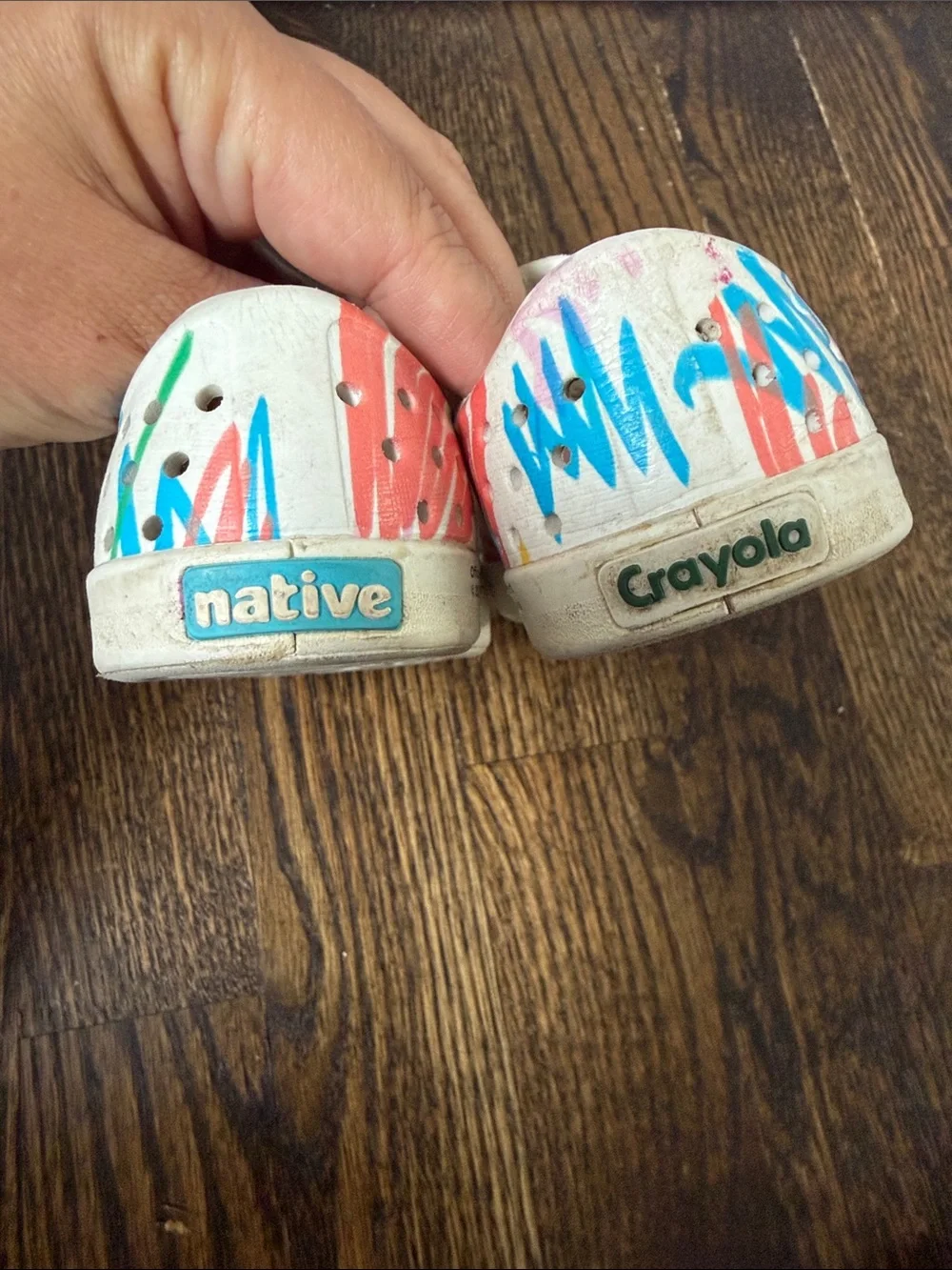Native & Crayola collab White Multicolor rainbow Graffiti Print Slip-On Shoe 6